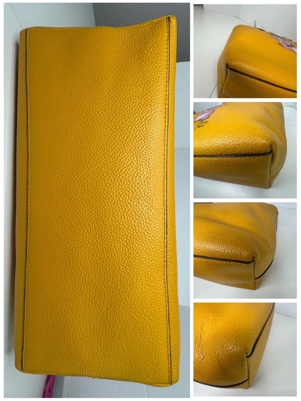 Coach Baseman Buddy Boy Mustard Yellow Leather Tote Bag Keychain And Wallet NWT - Picture 10 of 16